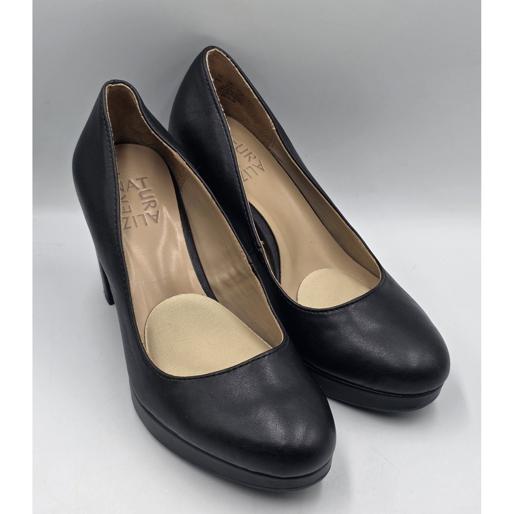 Naturalizer Berlin Pumps Womens 6W Wide Black Block Heel Comfort Dress Shoes